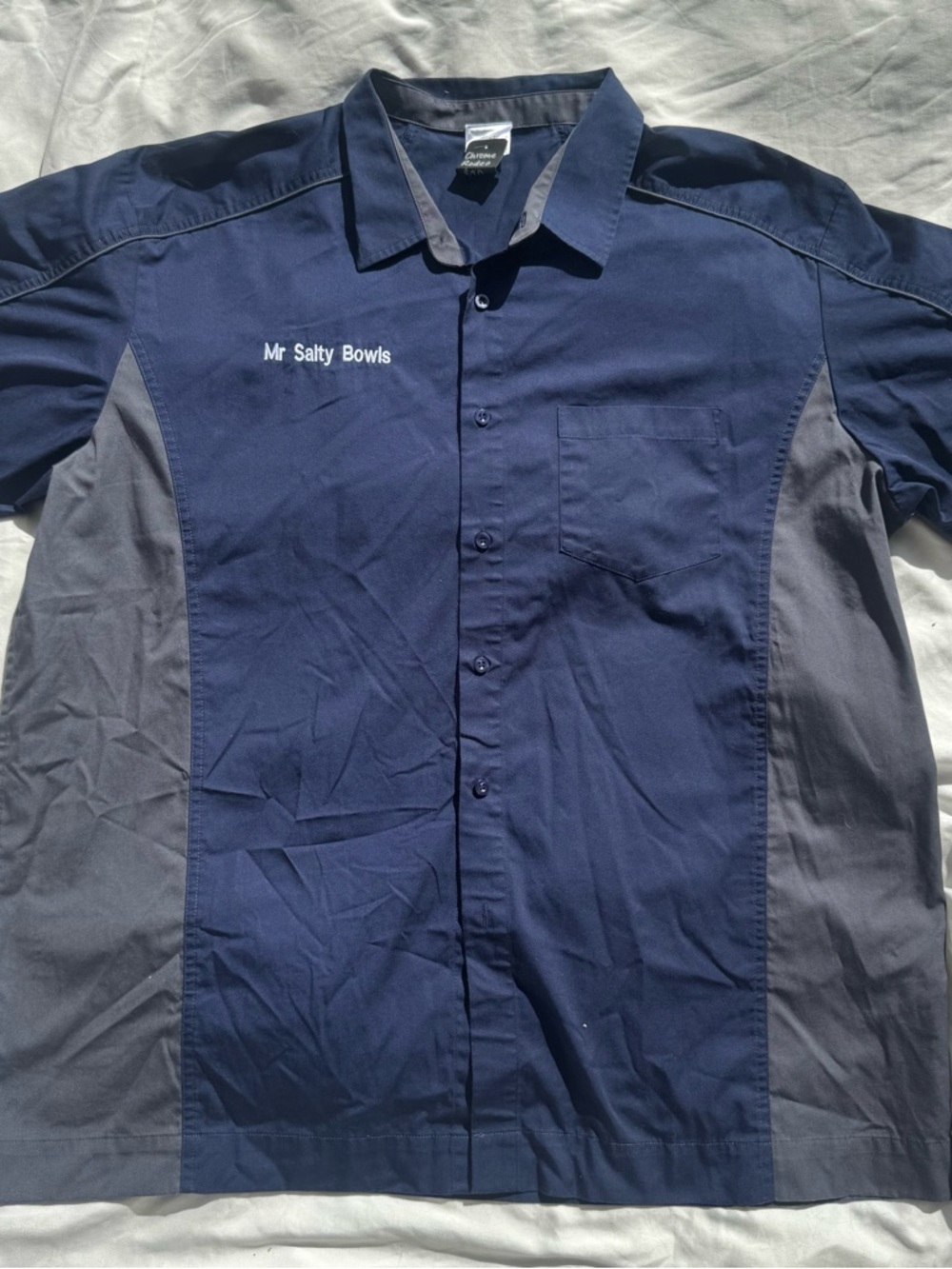 Navy & gray bowling shirt